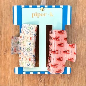 Piper K Lobster & Nautical Medallion Hair Claw Clip Set Of 2 NEW